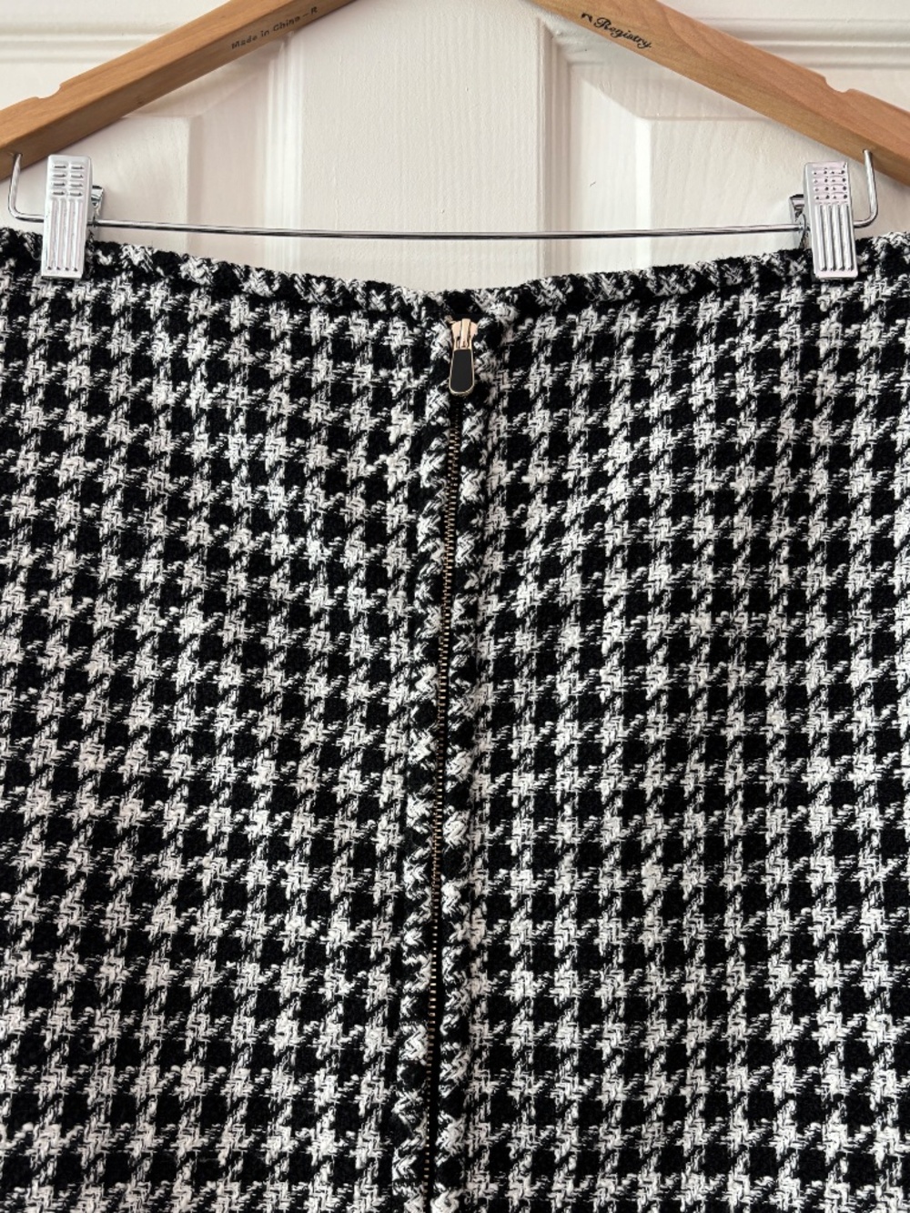 Maison d'Amelie Tweed Mini Skirt - Black & White Houndstooth Size 6 - Picture 4 of 10